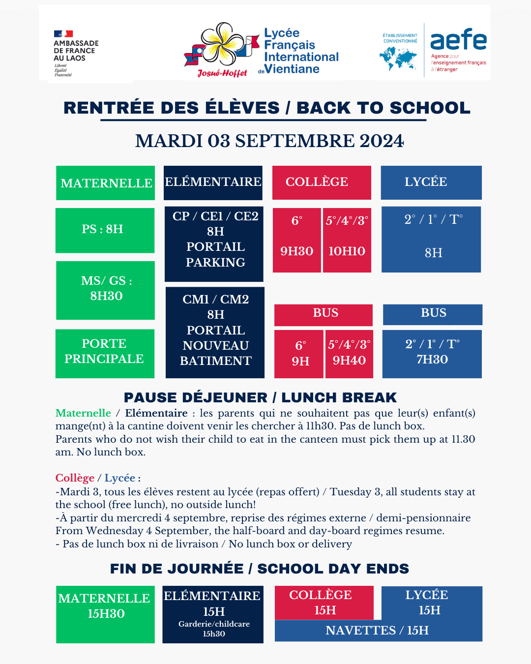 RENTRÉE DES ÉLÈVES / BACK TO SCHOOL